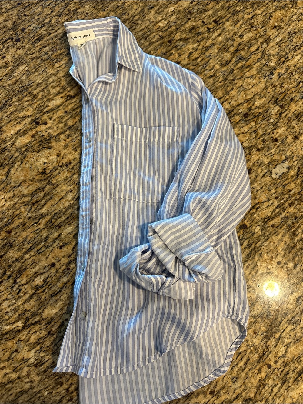 cloth & stone Light Blue and White Striped Button-Down Shirt